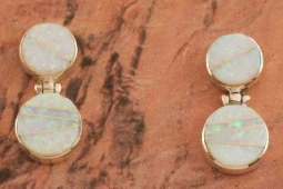 Calvin Begay Fire and Ice Opal Sterling Silver Earrings